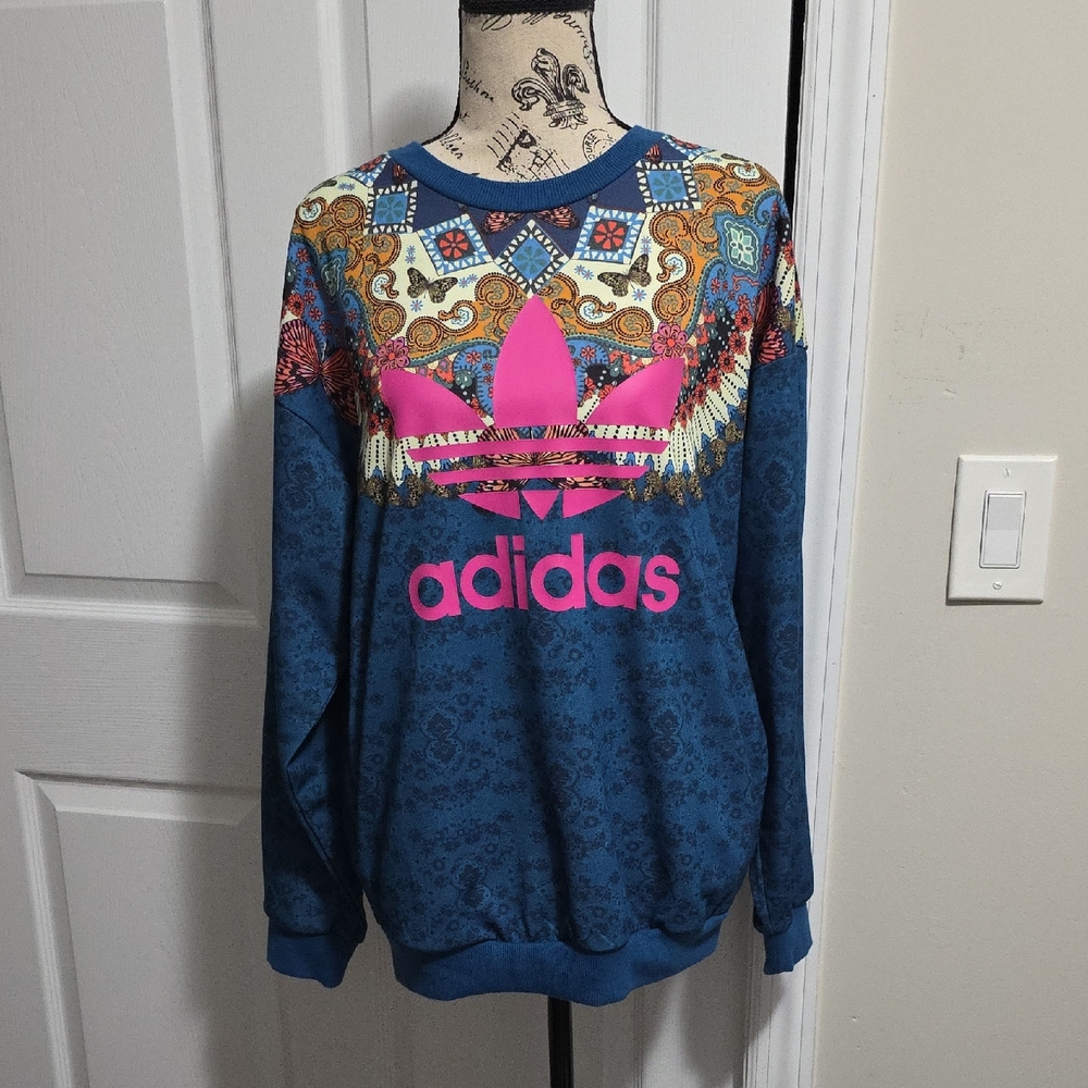 Adidas x Farm Rio Oversized Butterfly Borbomix Floral Sweatshirt Top Sz XS